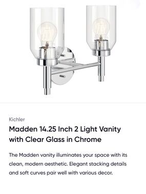 Madden 2-Light Chrome Vanity Mirror Light with Clear Glass